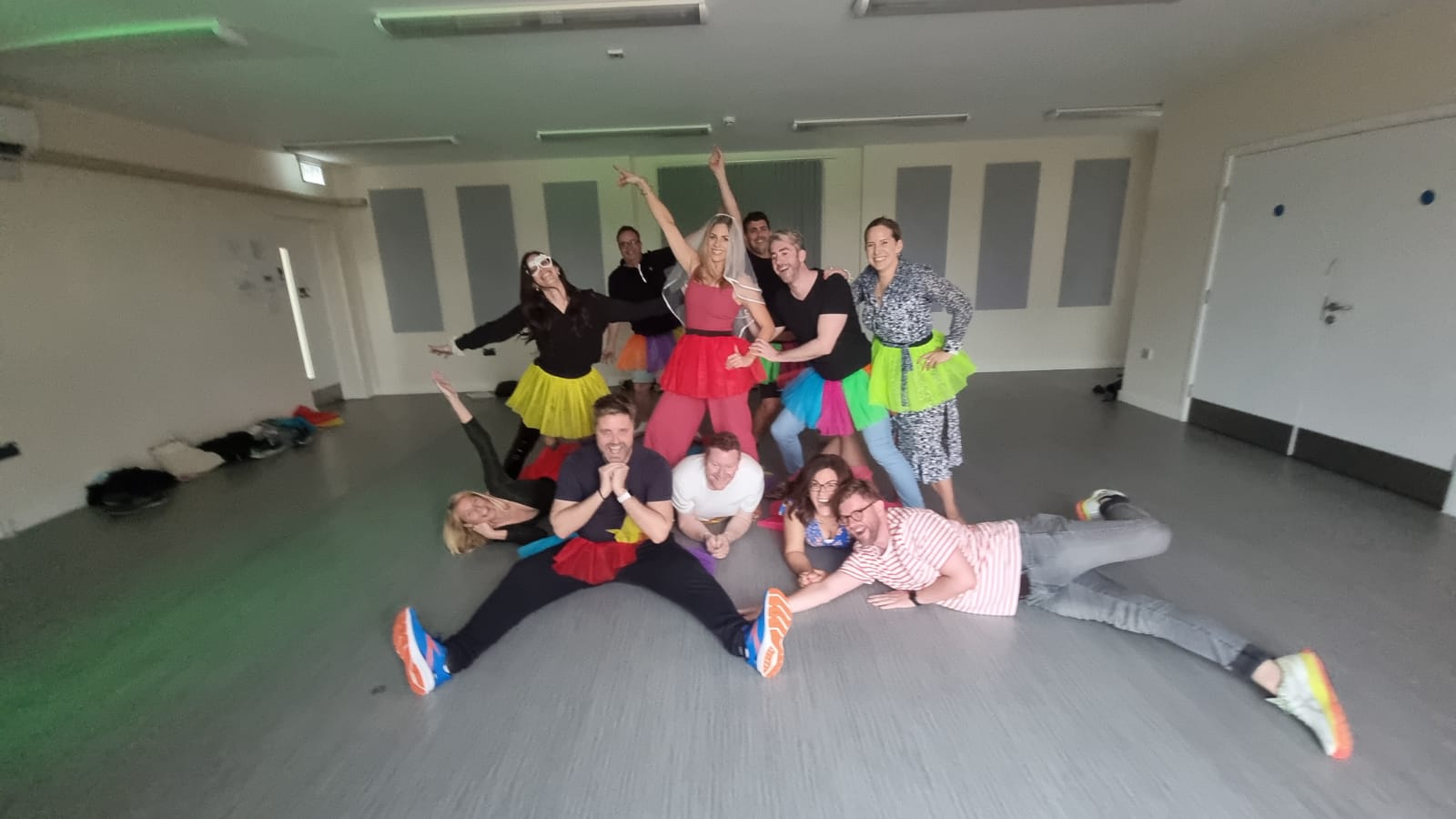 Bride and friends cheerleading hen party Brighton