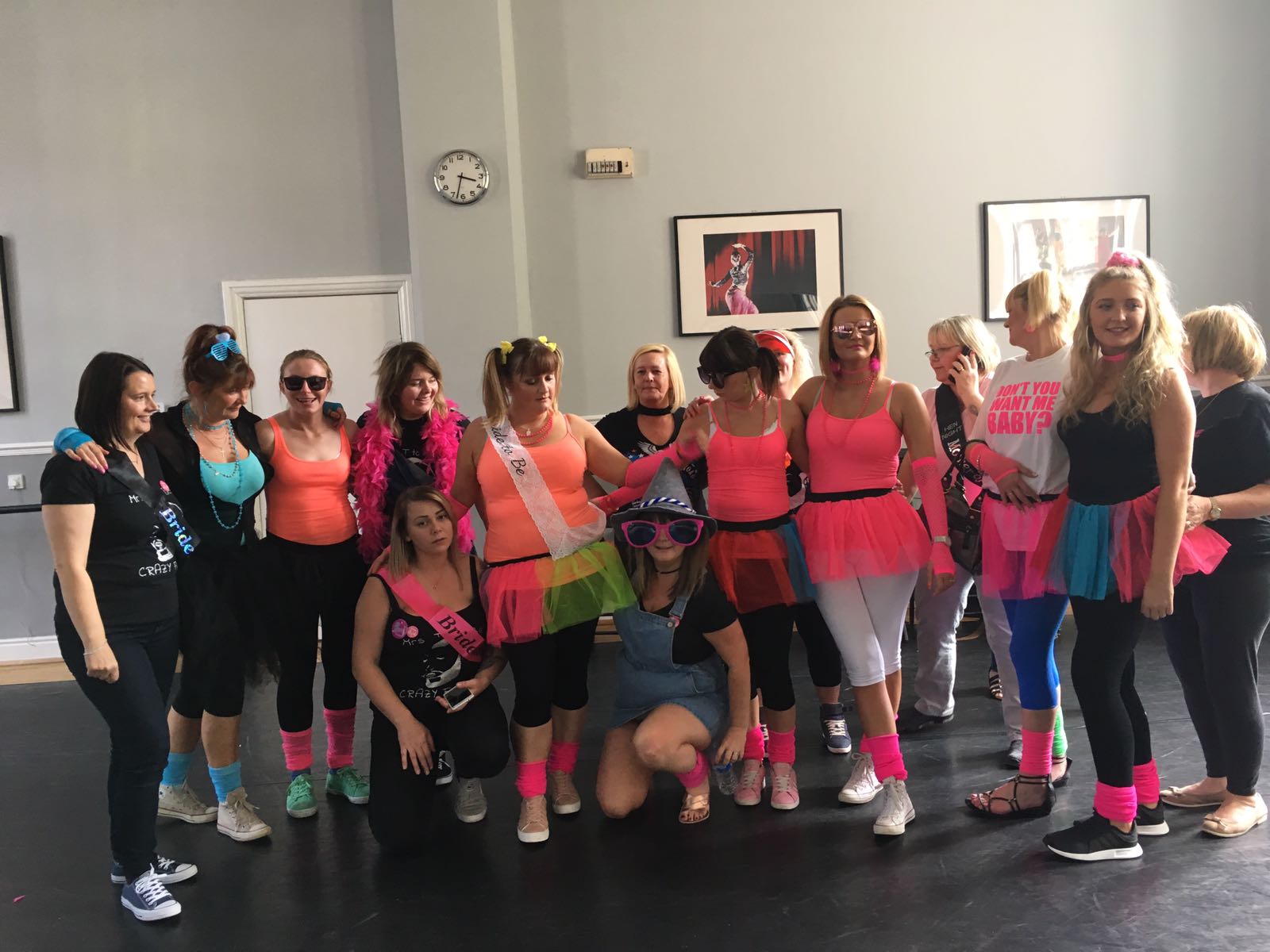 Happy hen party cheerleading routine in Brighton